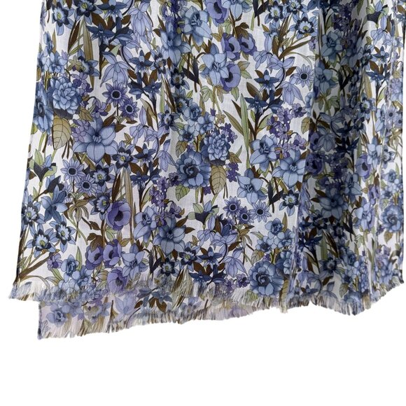 Vtg style Unbranded Womens Blue Floral Boho Lightweight Sheer Scarf Wrap Shawl - Picture 3 of 6